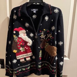 Northern Isles size med. Santa and Reindeer zip up sweater